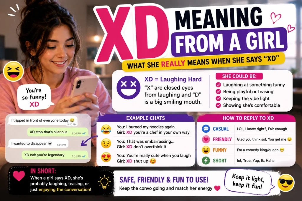 What Does XD Meaning From a Girl  Texting, Flirting & Chat Examples