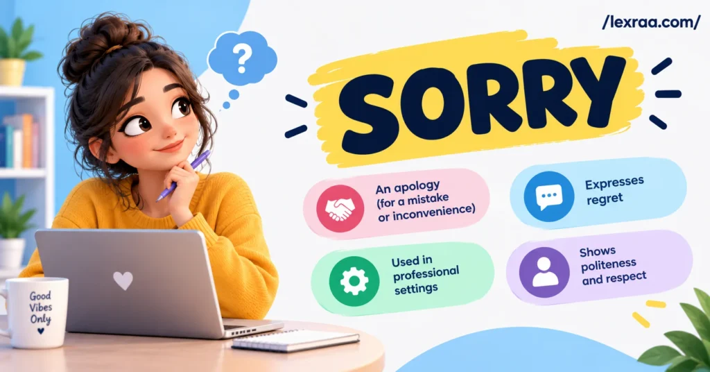 “Sorry for the inconvenience” featured image showing an apology for trouble or disruption, regret, professional communication, and polite acknowledgment, with the keyword “SORRY” prominently displayed.